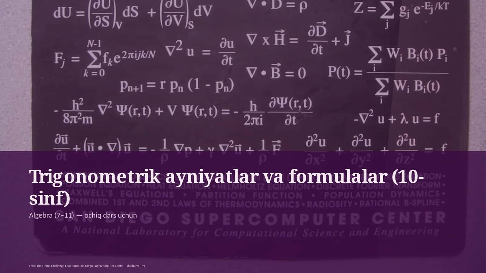Trigonometrik ayniyatlar va formulalar (10-sinf)