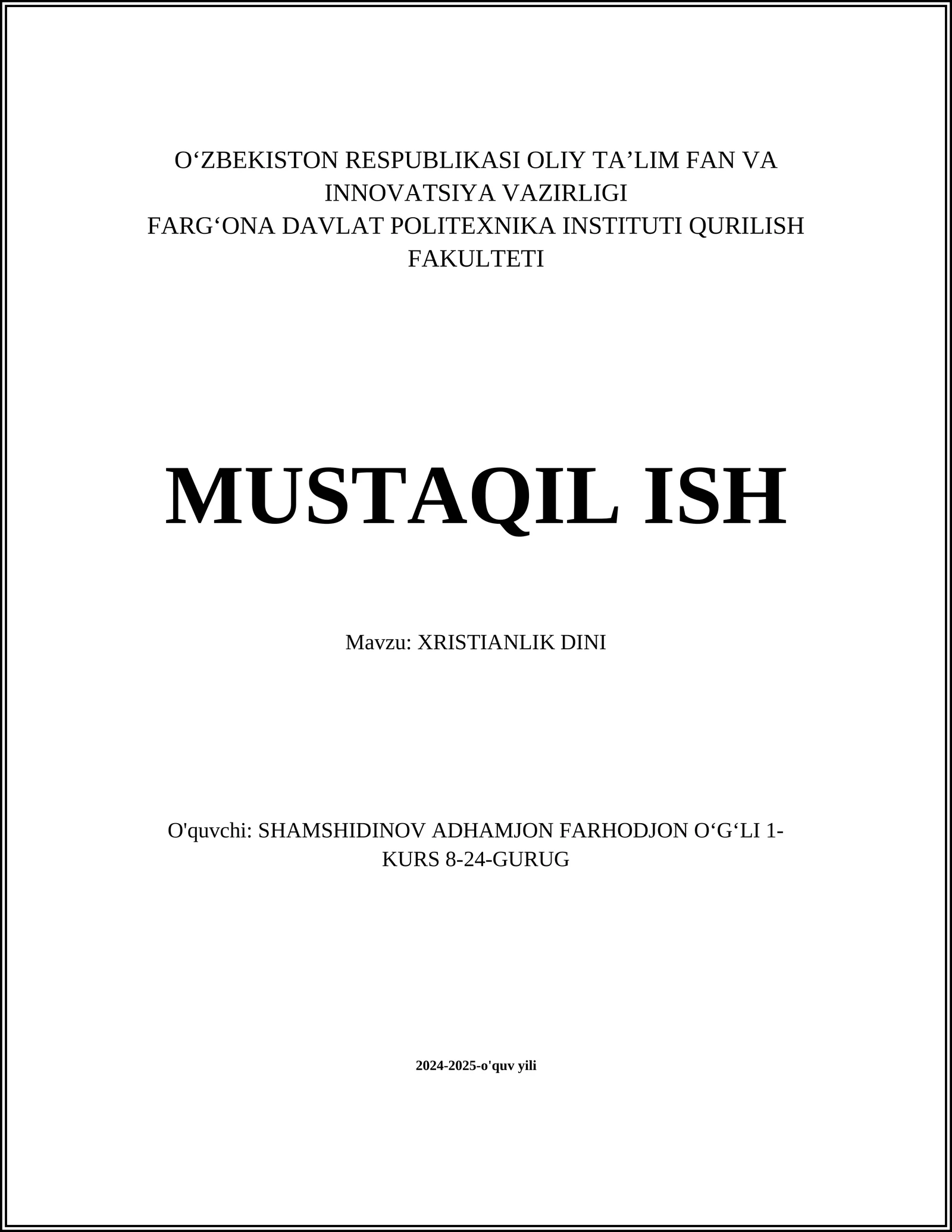 XRISTIANLIK DINI