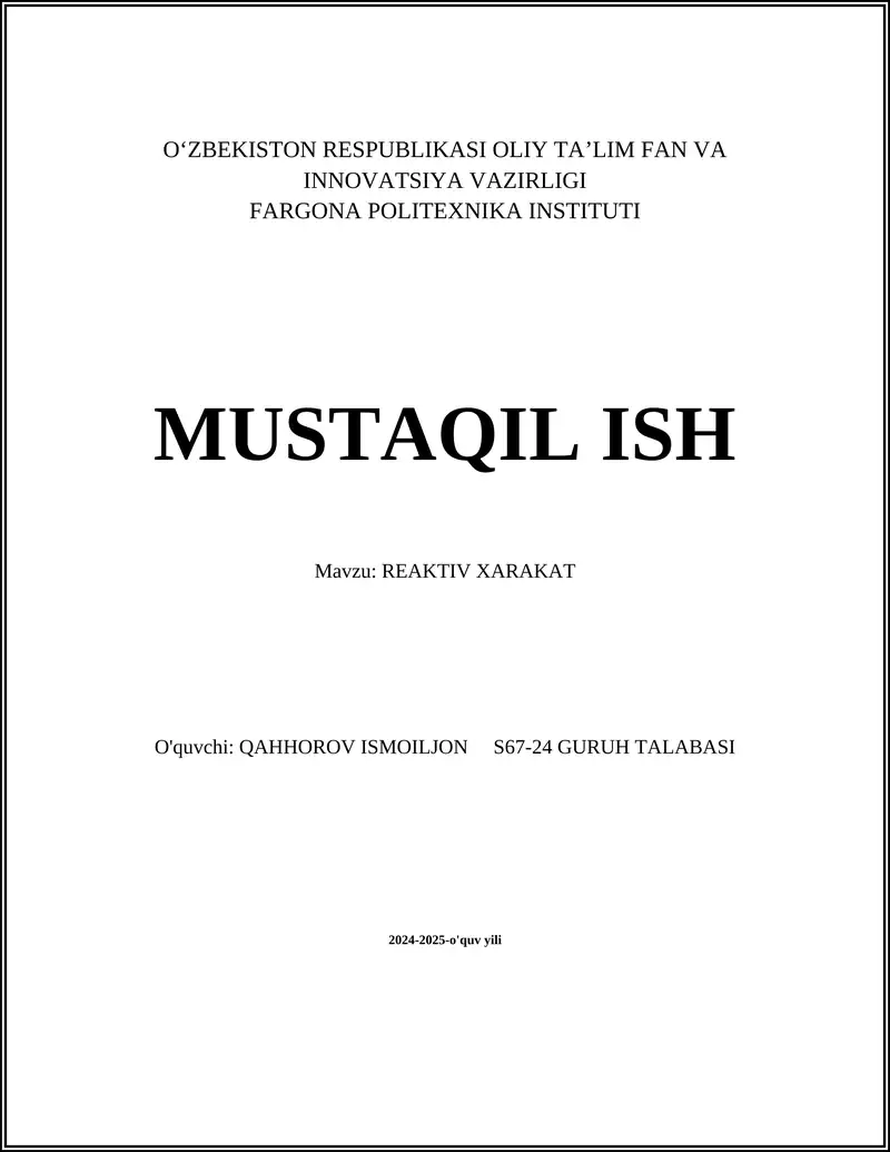 REAKTIV XARAKAT