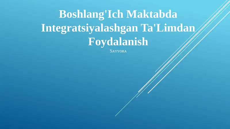 Integratsiyalashgan Ta'lim