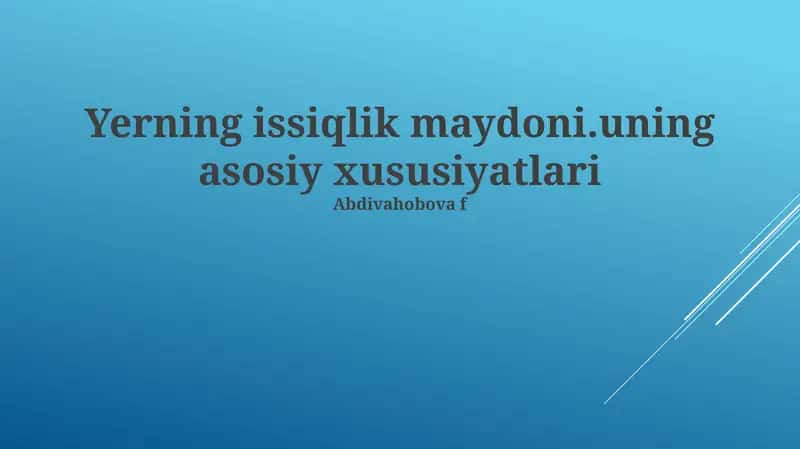 Yerning issiqlik maydoni