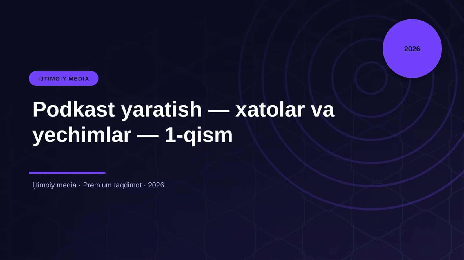 Podkast yaratish — xatolar va yechimlar — 1-qism
