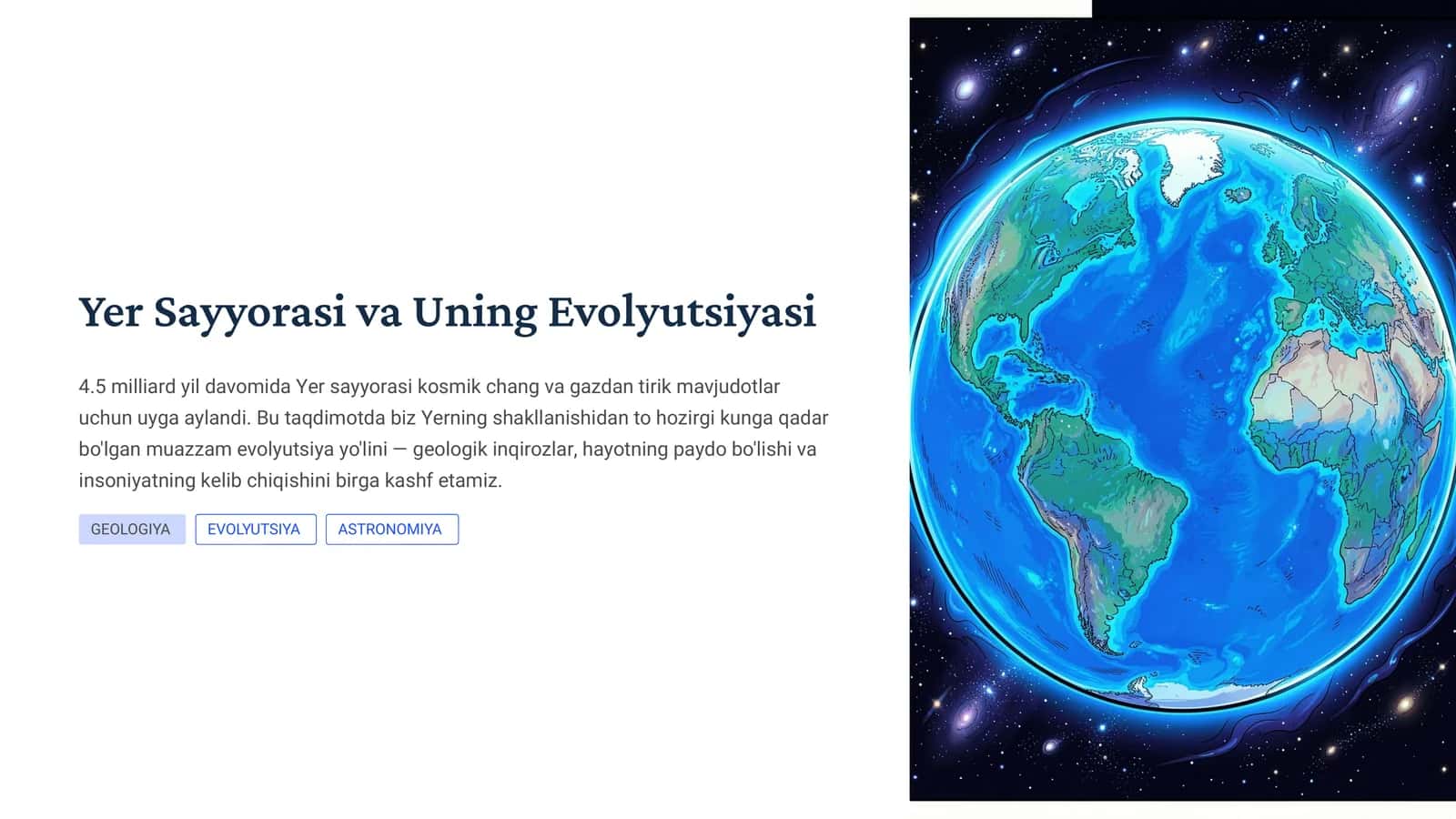 Yer Sayyorasi va Uning Evolyutsiyasi