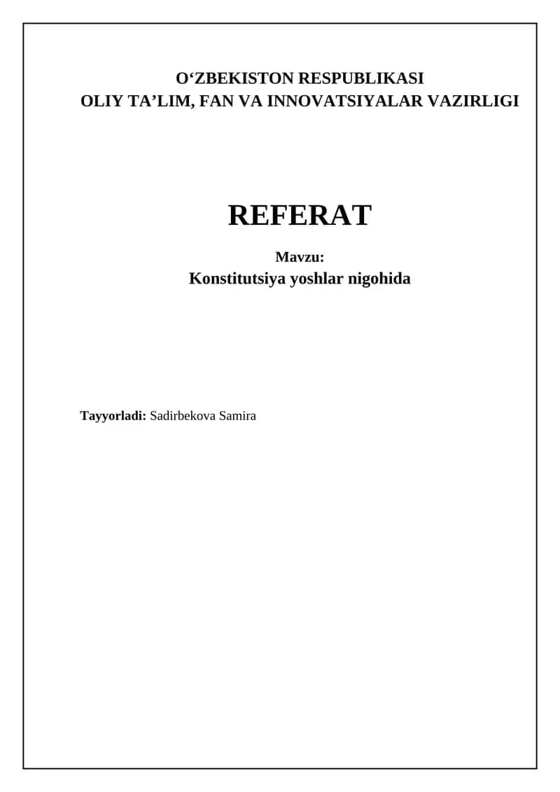 Konstitutsiya yoshlar nigohida