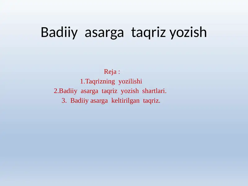 Badiiyasargataqrizyozish