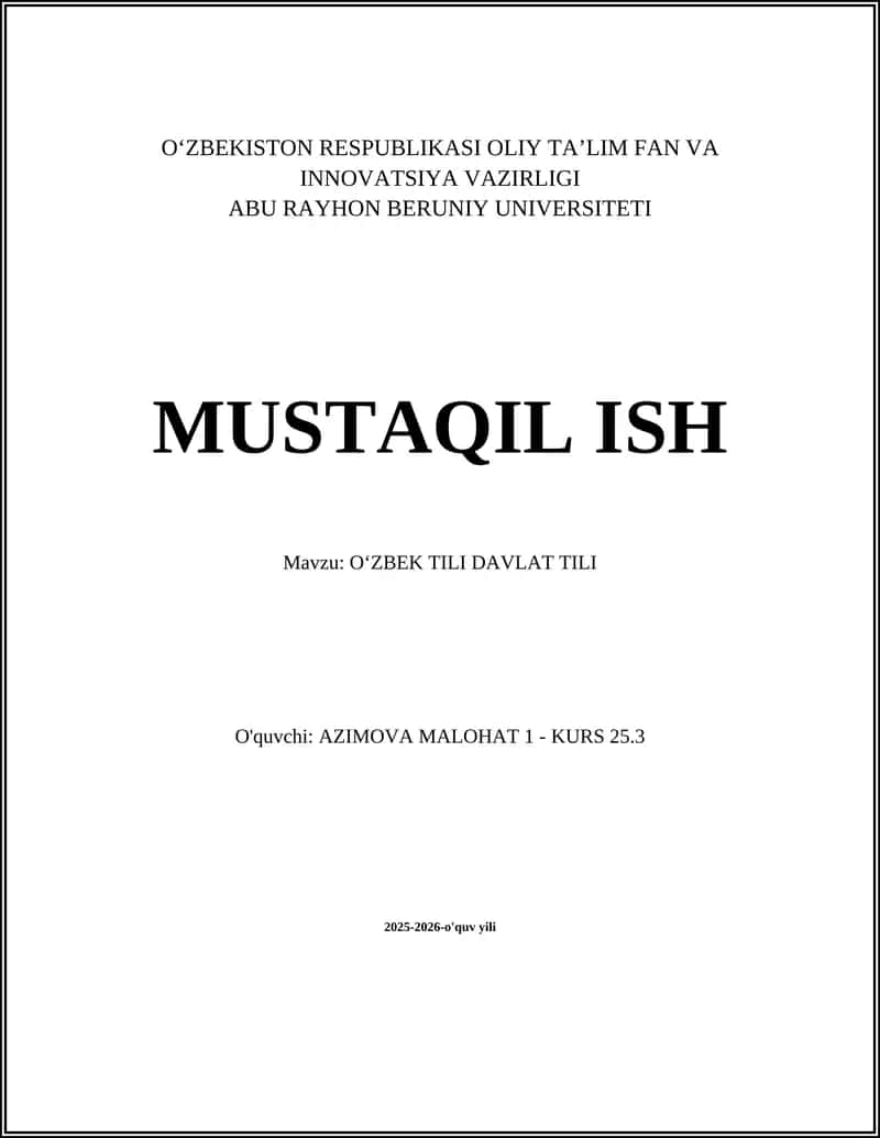 Oʻzbek Tili Davlat Tili