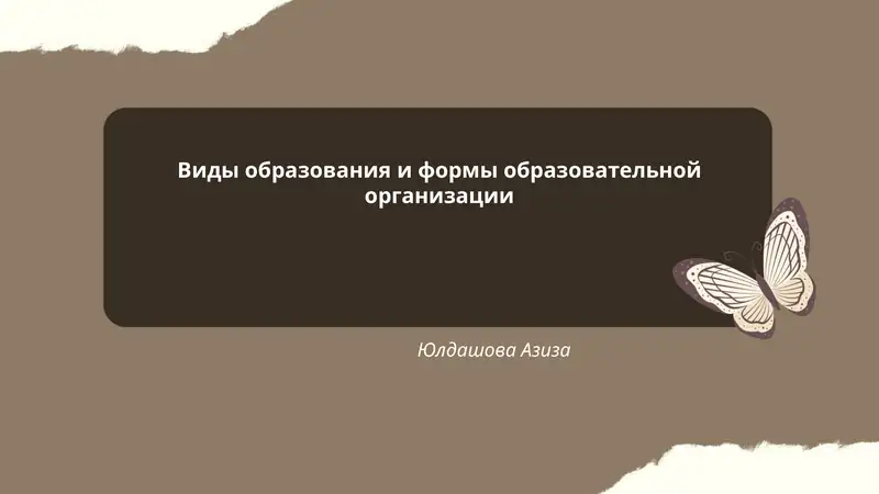 Виды образования и формы образовательной организации