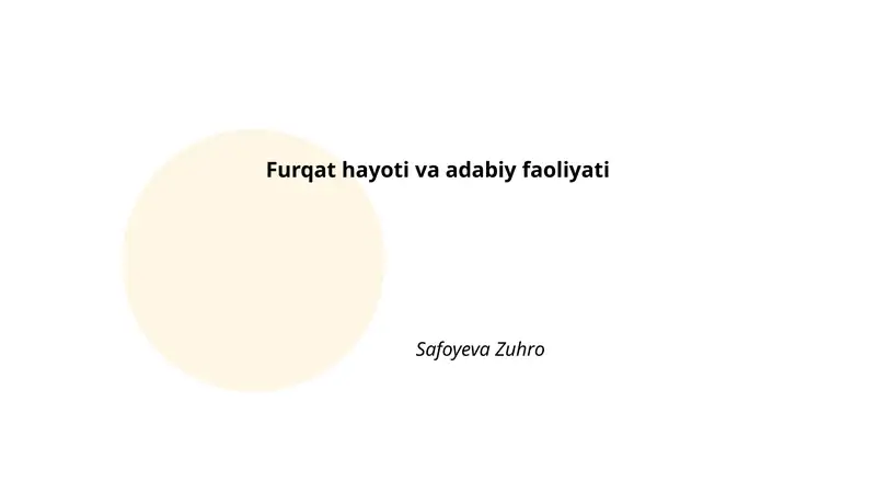 Furqat hayoti va adabiy faoliyati