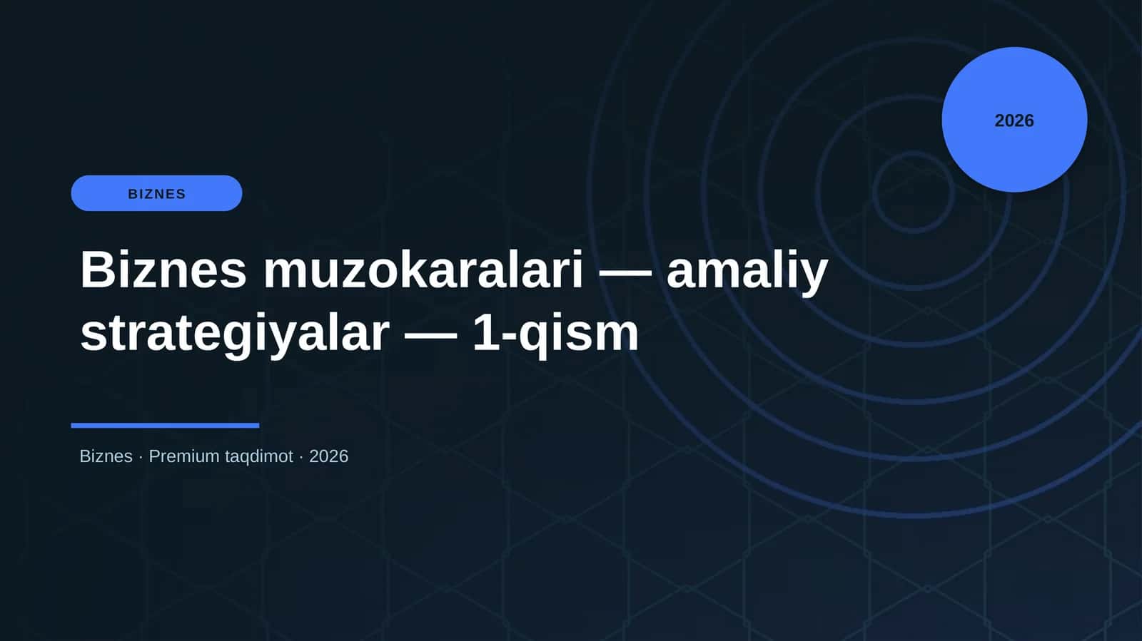Biznes muzokaralari — amaliy strategiyalar — 1-qism