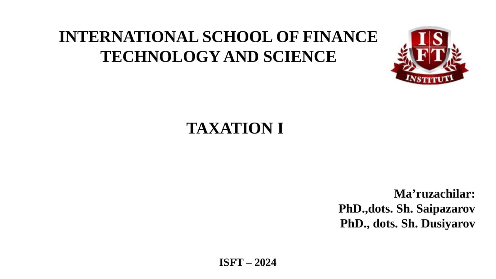 TAXATIONI