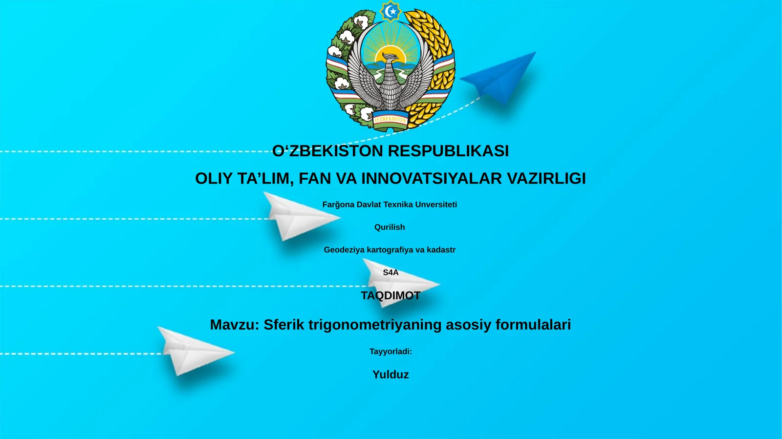 Sferik trigonometriyaning asosiy formulalari