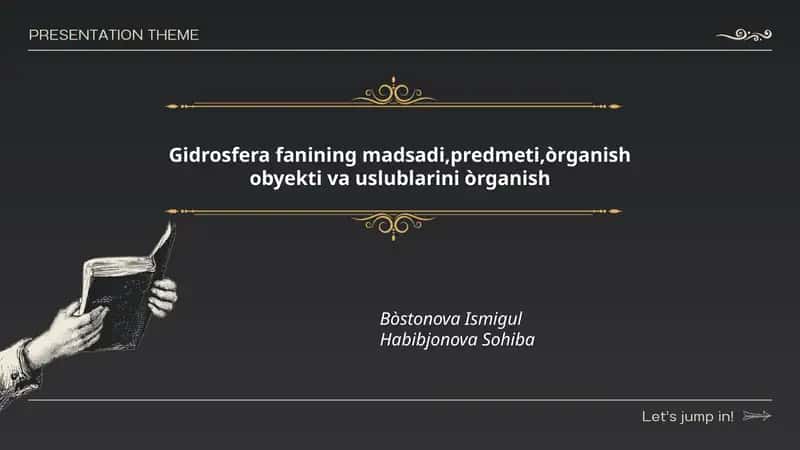 Gidrosfera fanining madsadi,predmeti,òrganish obyekti va uslublarini òrganish