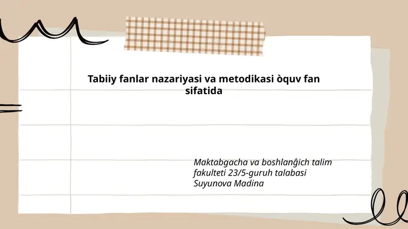Tabiiy fanlar nazariyasi va metodikasi
