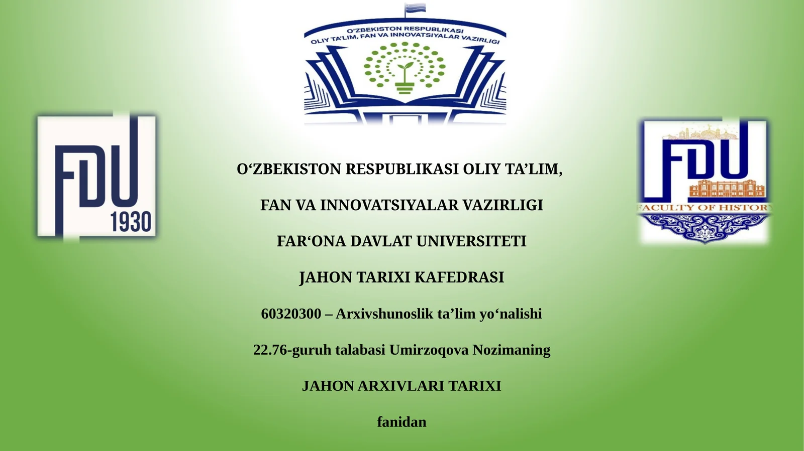 JAHON ARXIVLARI TARIXI