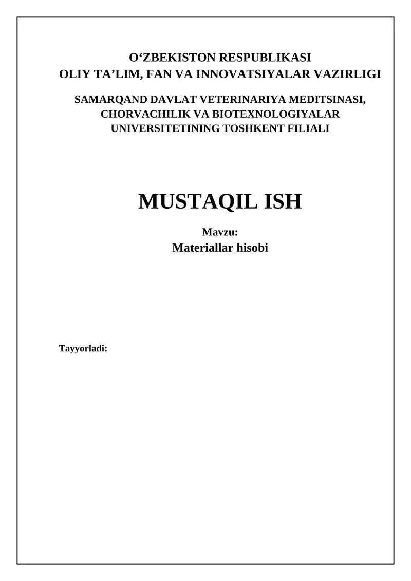 Materiallar hisobi