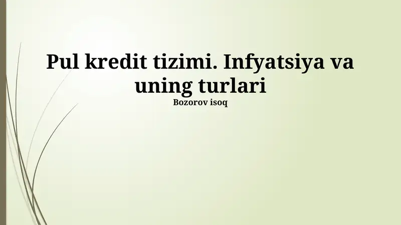 Kredit Tizimi va Inflyatsiya