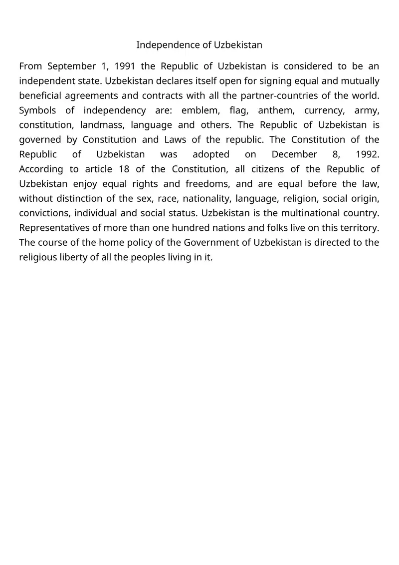Independence of Uzbekistan