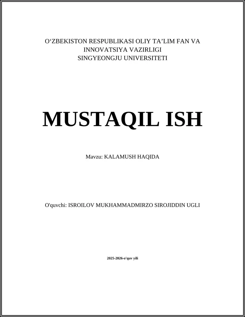 Kalamush Haqida