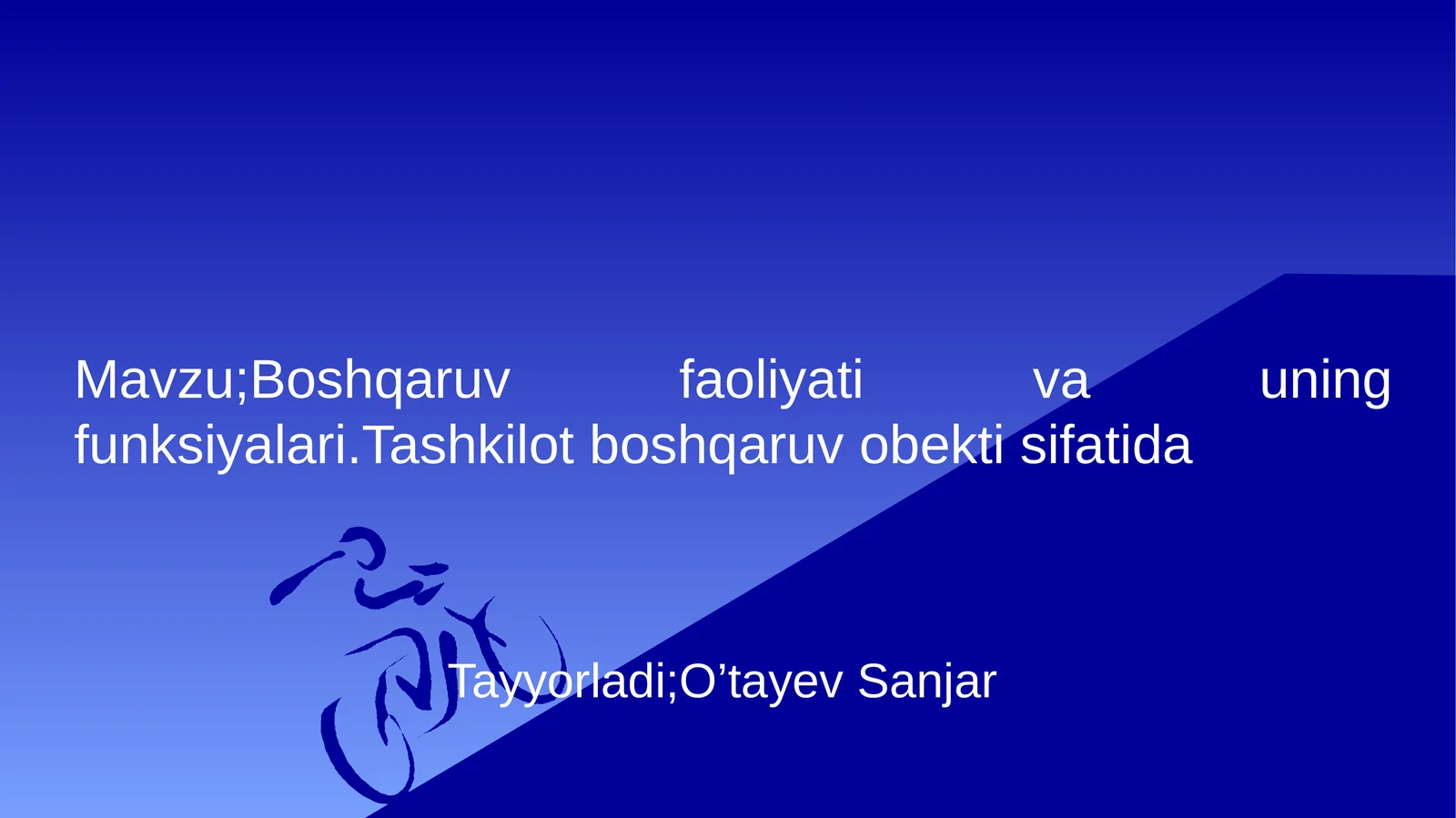 Boshqaruv faoliyati va uning funksiyalari