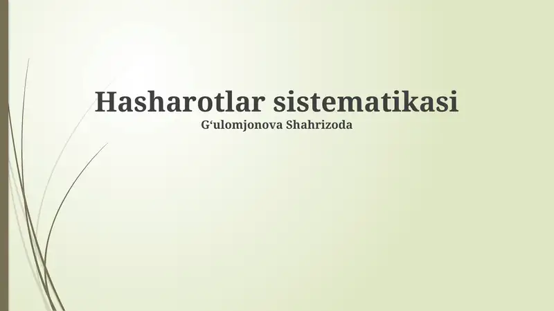 Hasharotlar sistematikasi