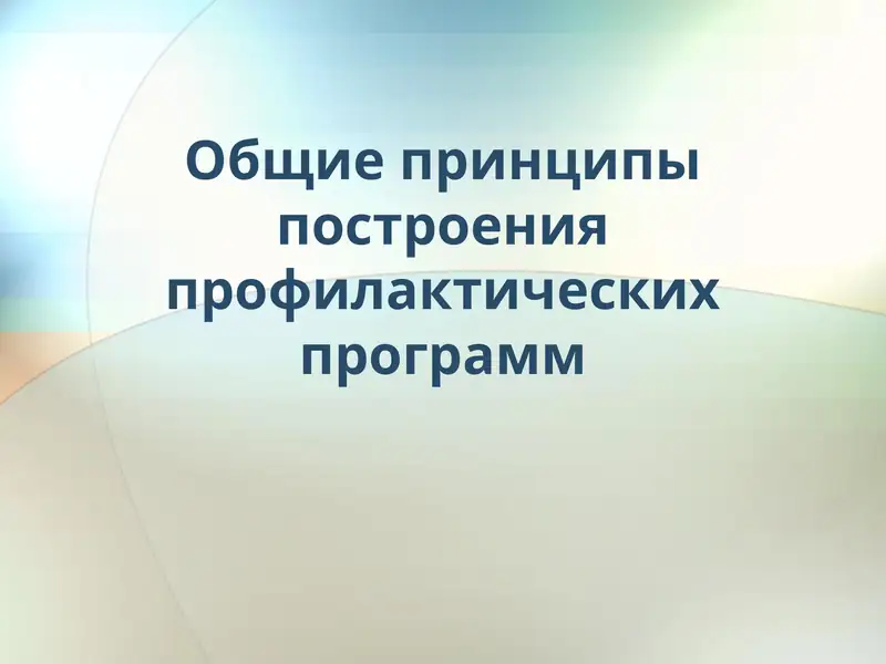 Общие принципы построения профилактических программ