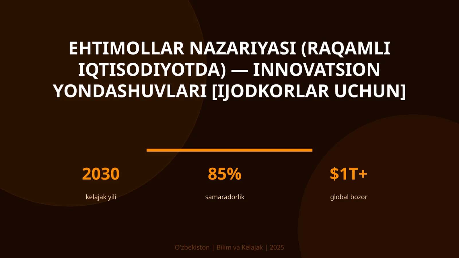 Ehtimollar Nazariyasi (Raqamli Iqtisodiyotda) - Innovatsion Yondashuvlari [Ijodkorlar Uchun]