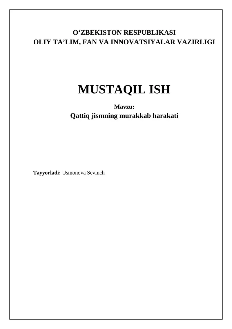 Qattiq jismning murakkab harakati