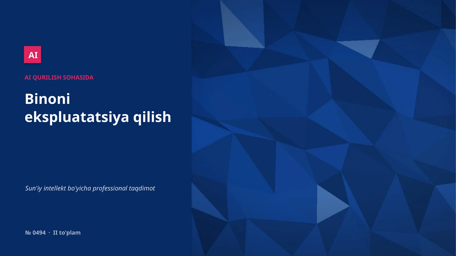 AI QURILISH SOHASIDA