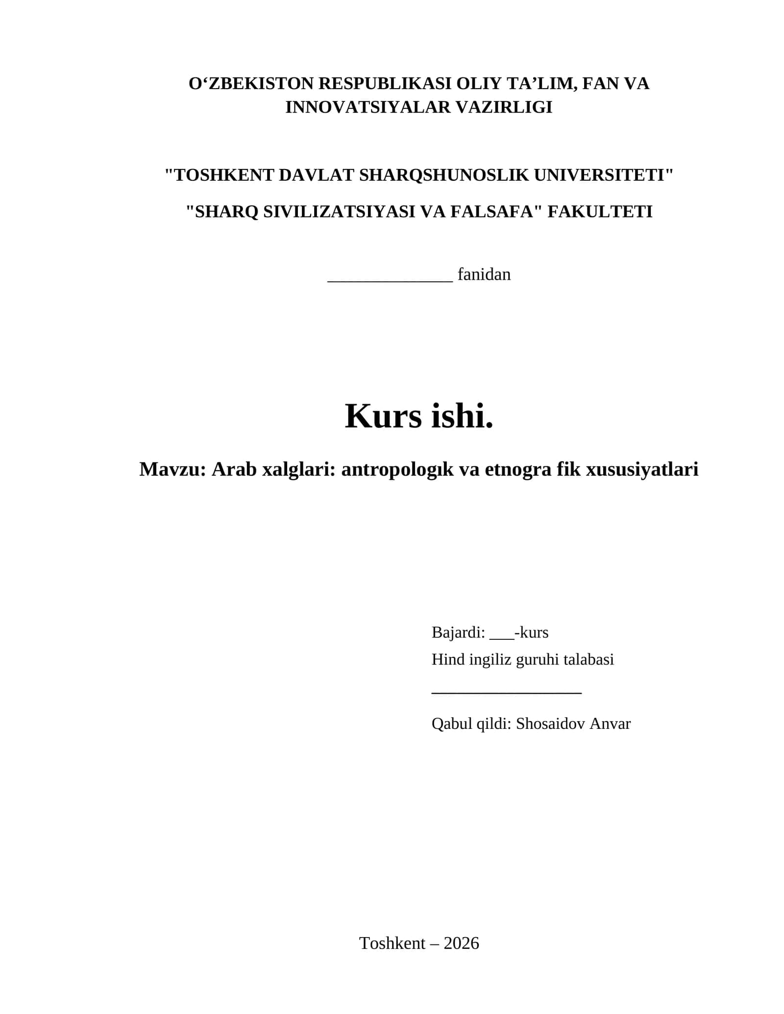 Arab xalglari: antropologık va etnogra fik xususiyatlari