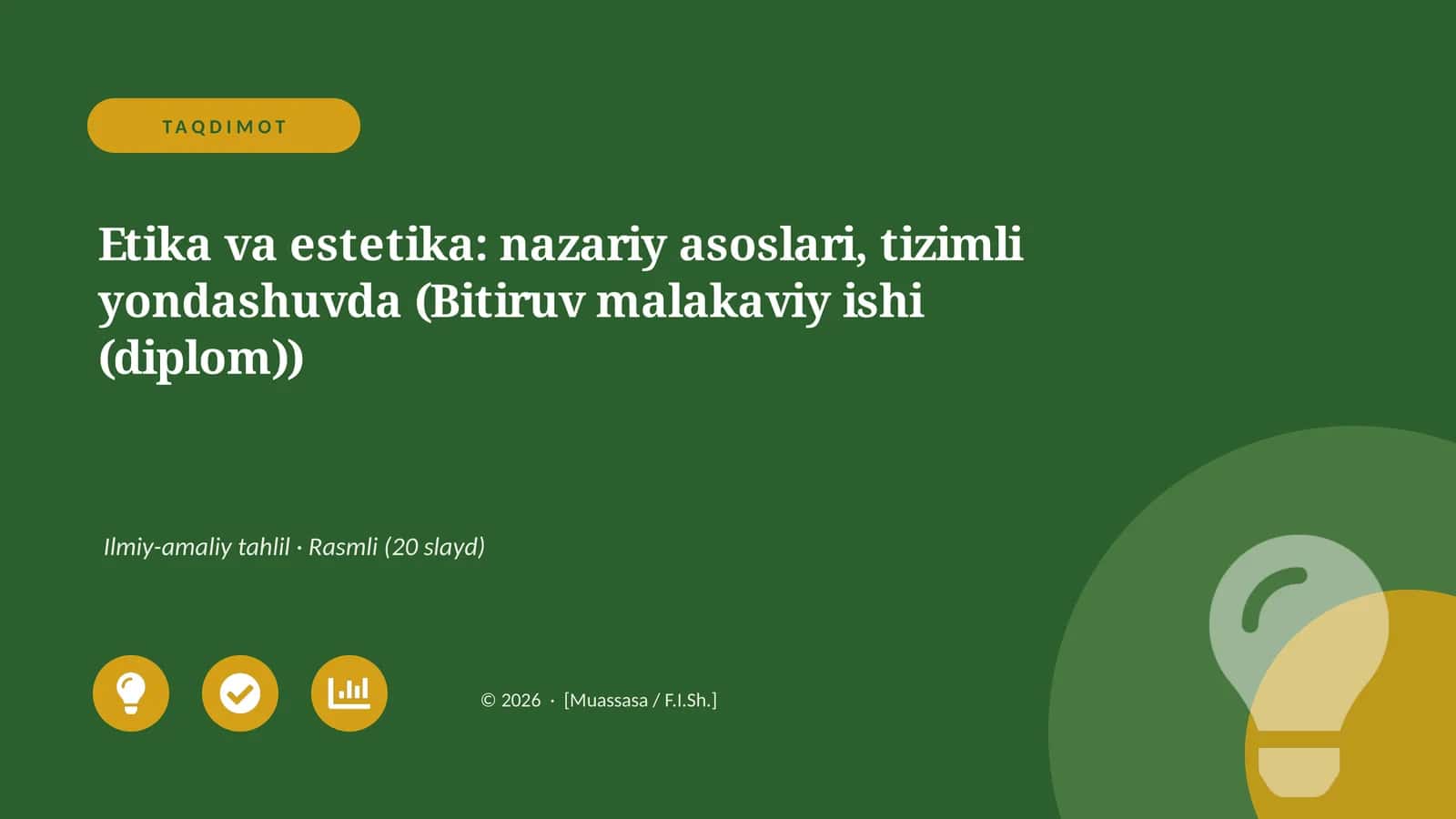 Etika va estetika: nazariy asoslari, tizimli yondashuvda (Bitiruv malakaviy ishi)