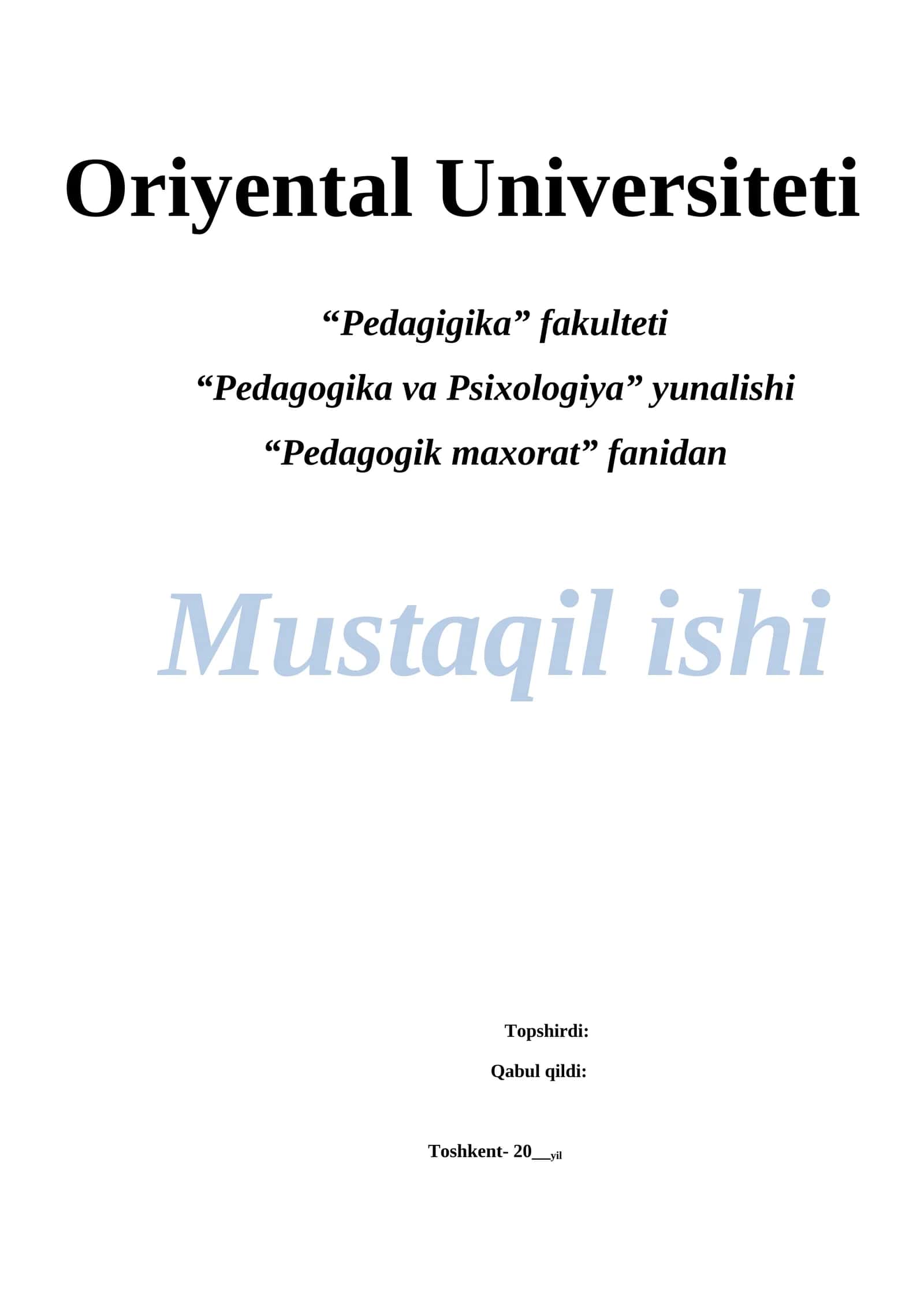 Kreativlik pedagogik ijodkorlikning asosi sifatida Pedagogik maxorat fanidan Mustaqil ishi