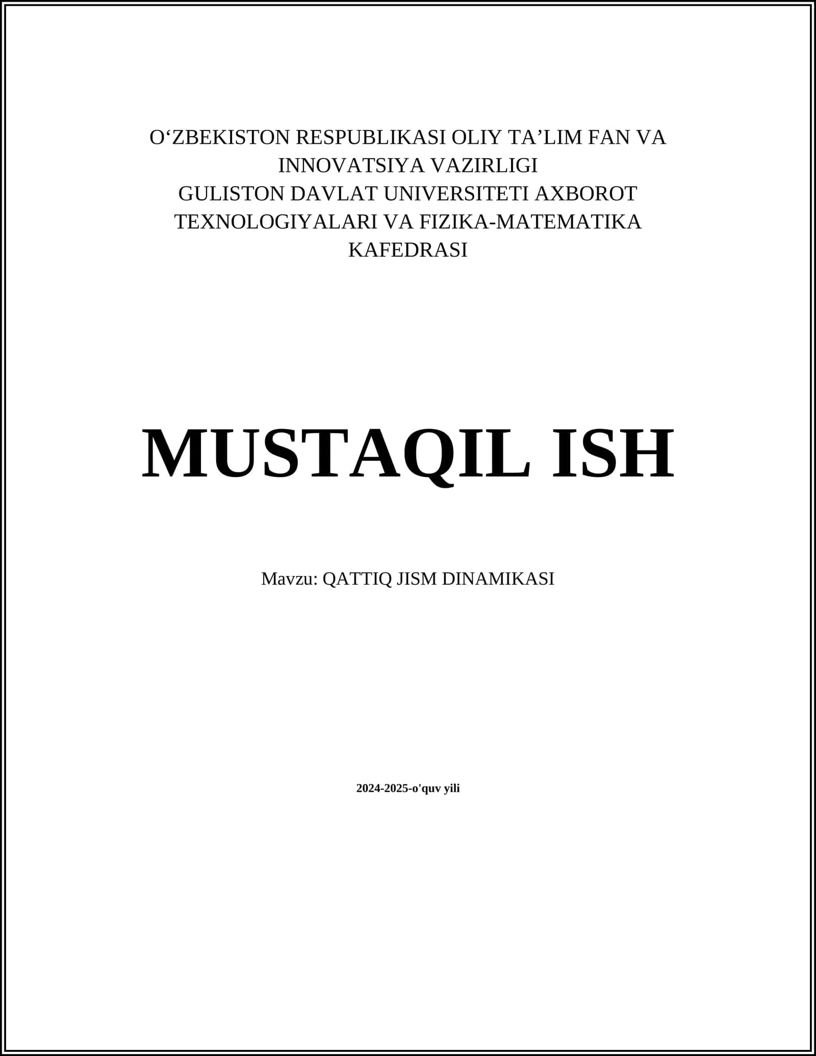 QATTIQ JISM DINAMIKASI