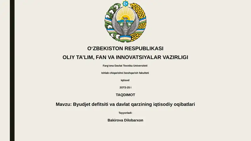 Byudjet defitsiti va davlat qarzining iqtisodiy oqibatlari