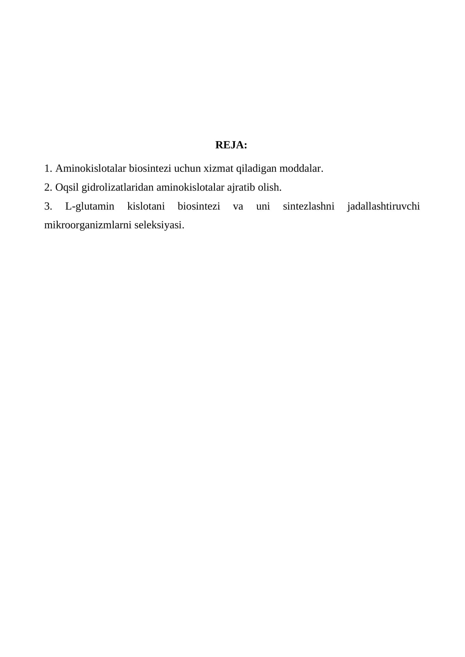 Aminokislotalar biosintezi uchun xizmat qiladigan moddalar