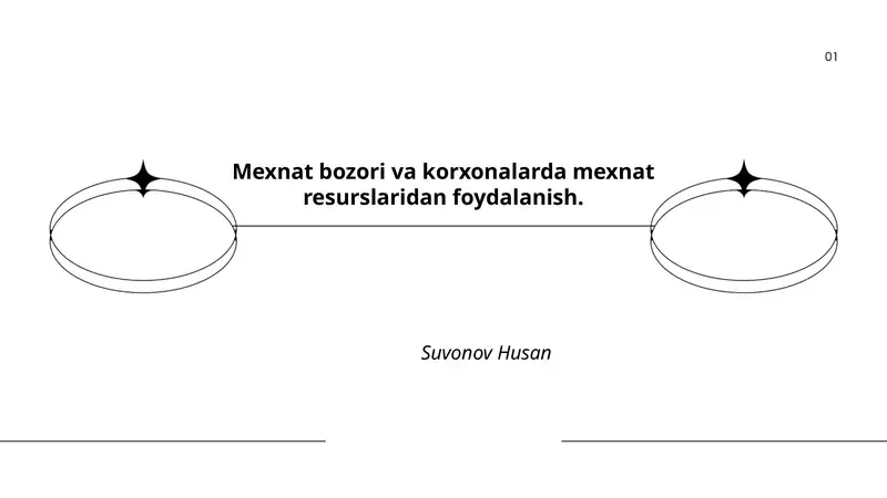 Mehnat bozori va korxonalarda mexnat resurslaridan foydalanish