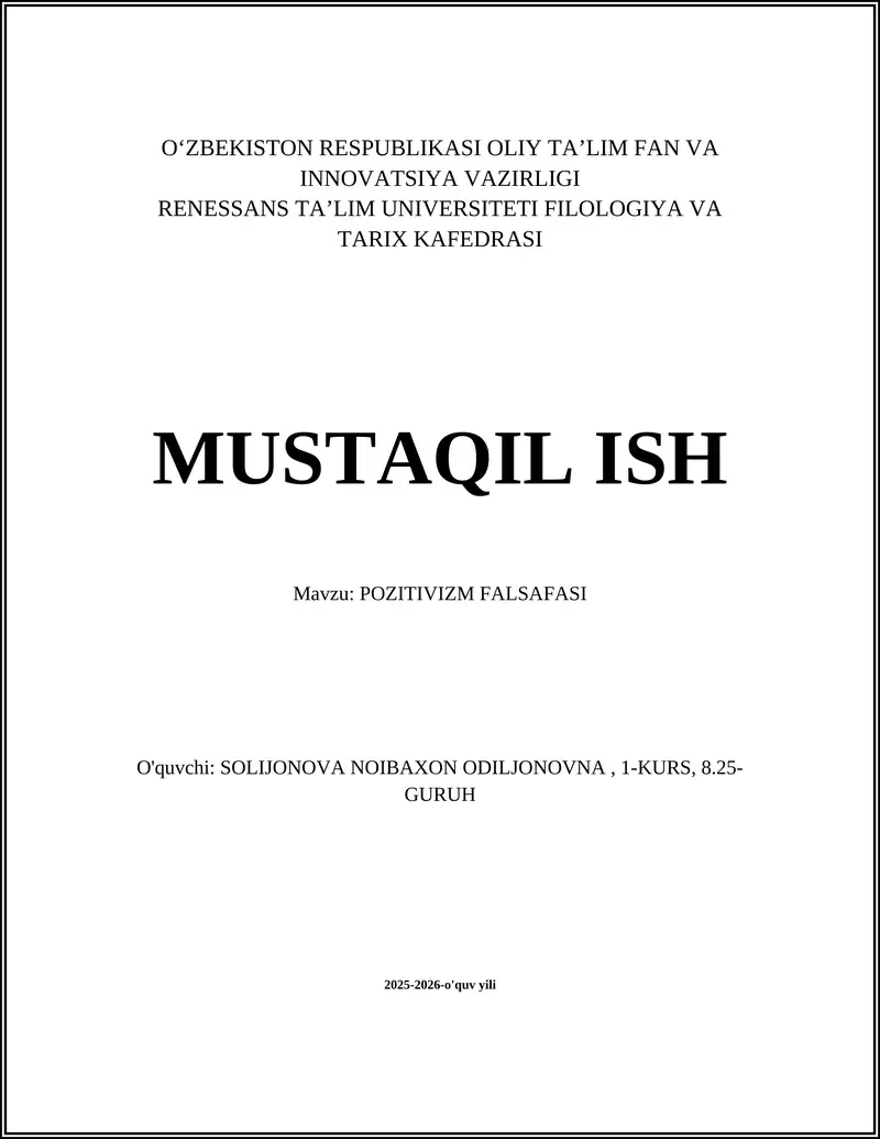 POZITIVIZM FALSAFASI