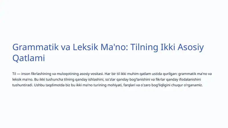 Grammatik va Leksik Ma'no