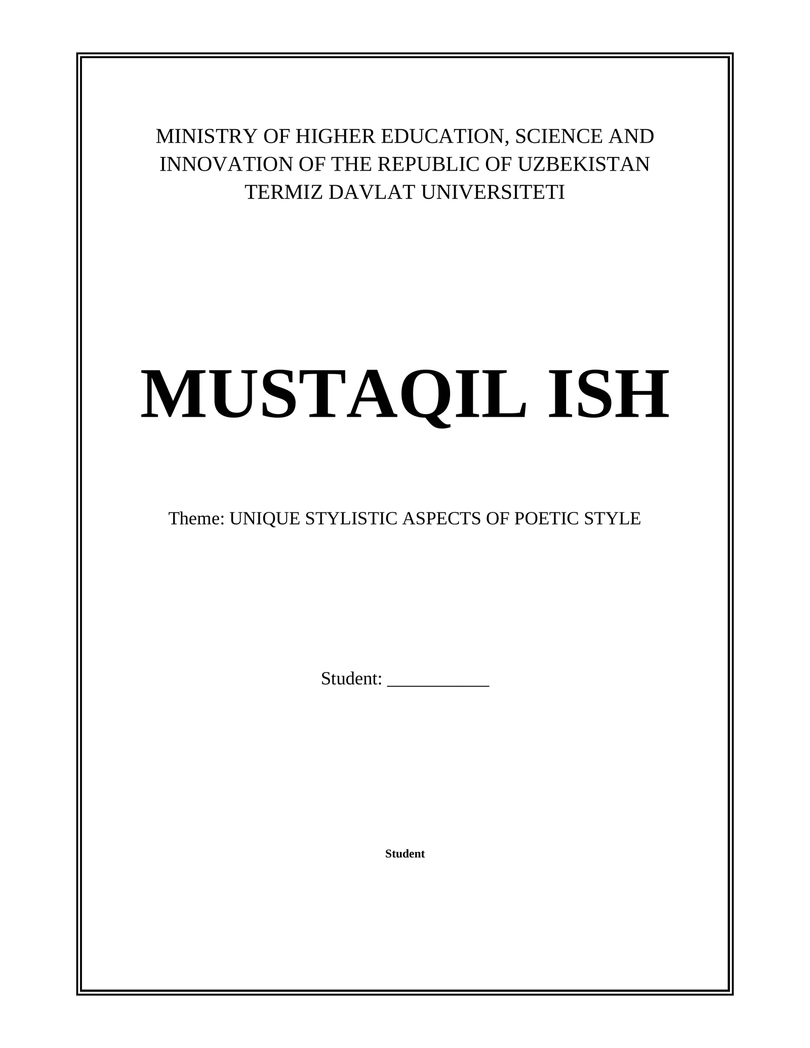 UNIQUE STYLISTIC ASPECTS OF POETIC STYLE