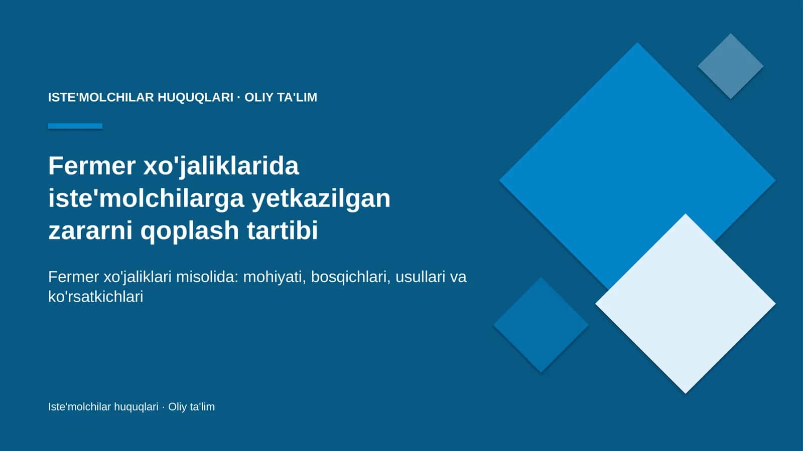 fermer xo'jaliklarida iste'molchilarga yetkazilgan zararni qoplash tartibi 1505