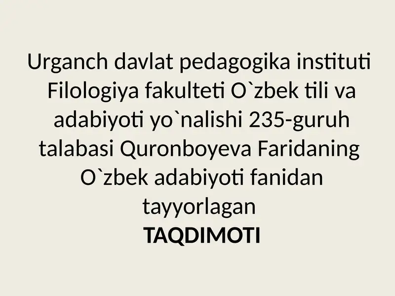 Ulug`bek Hamdam hayoti ijodi va hikoyalari tahlili