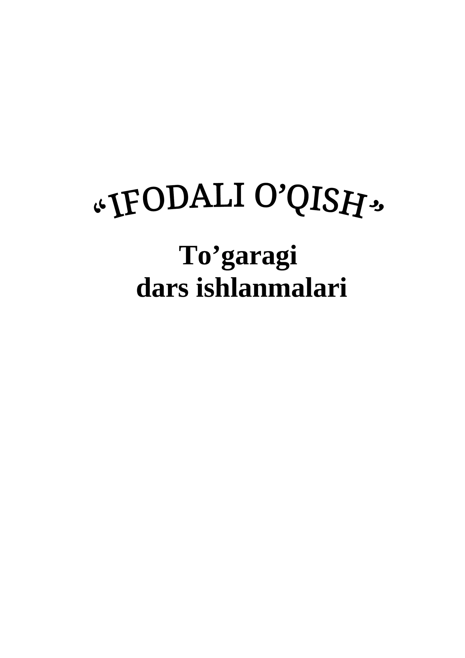 IFODALI O’QISH