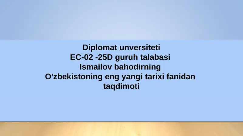O'zbekistonning eng yangi tarixi