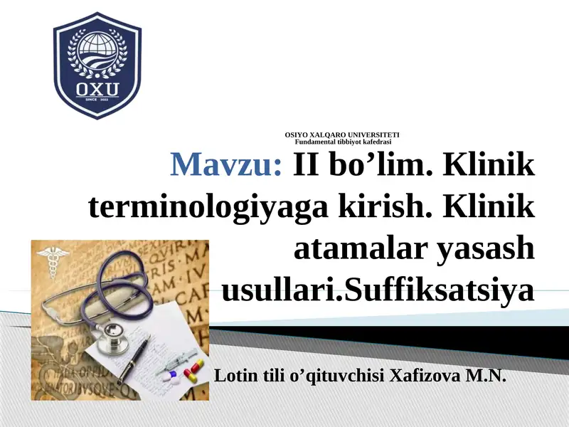 Кlinik terminologiyaga kirish