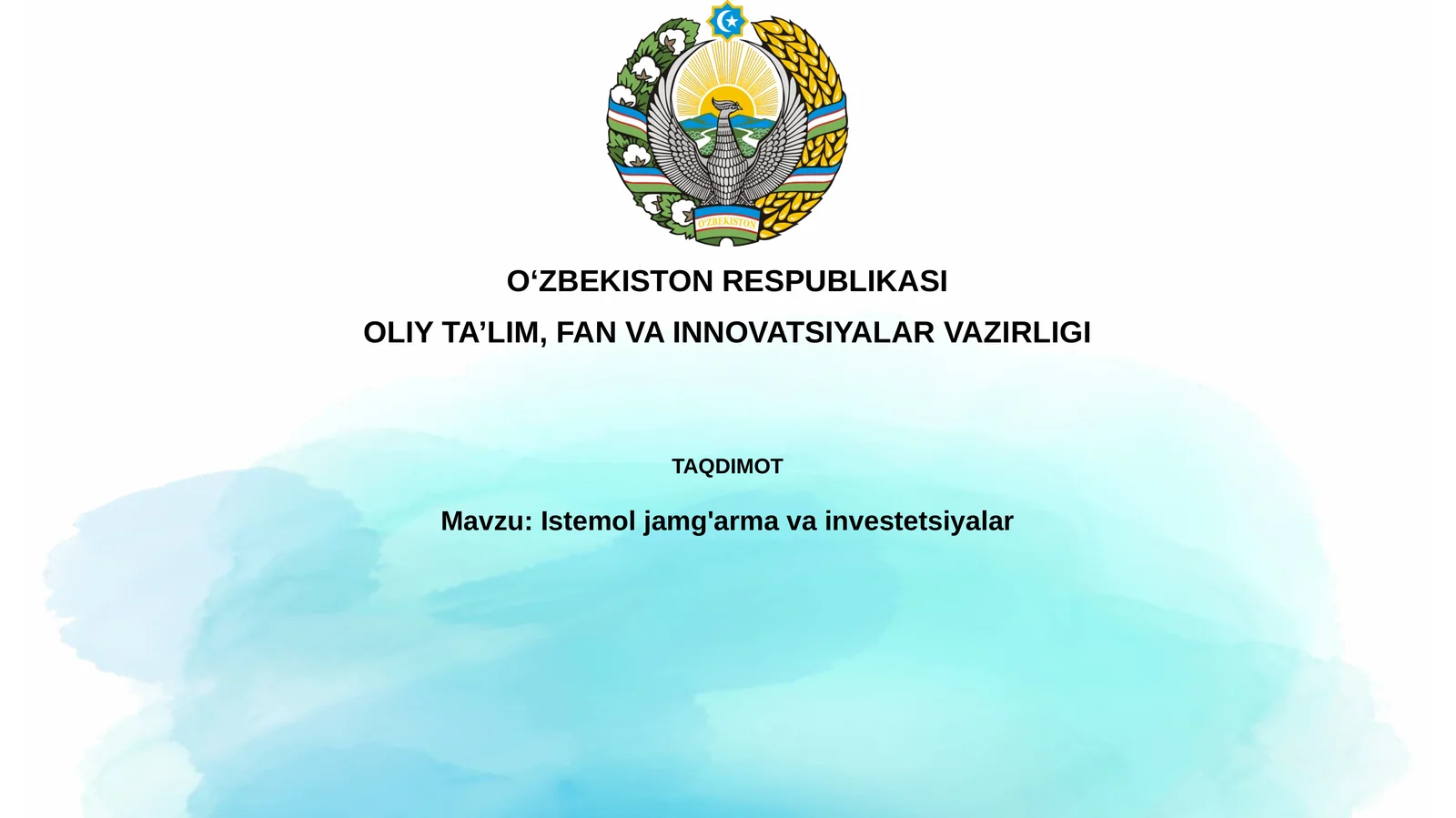 Istemoljamg'armavainvestetsiyalar