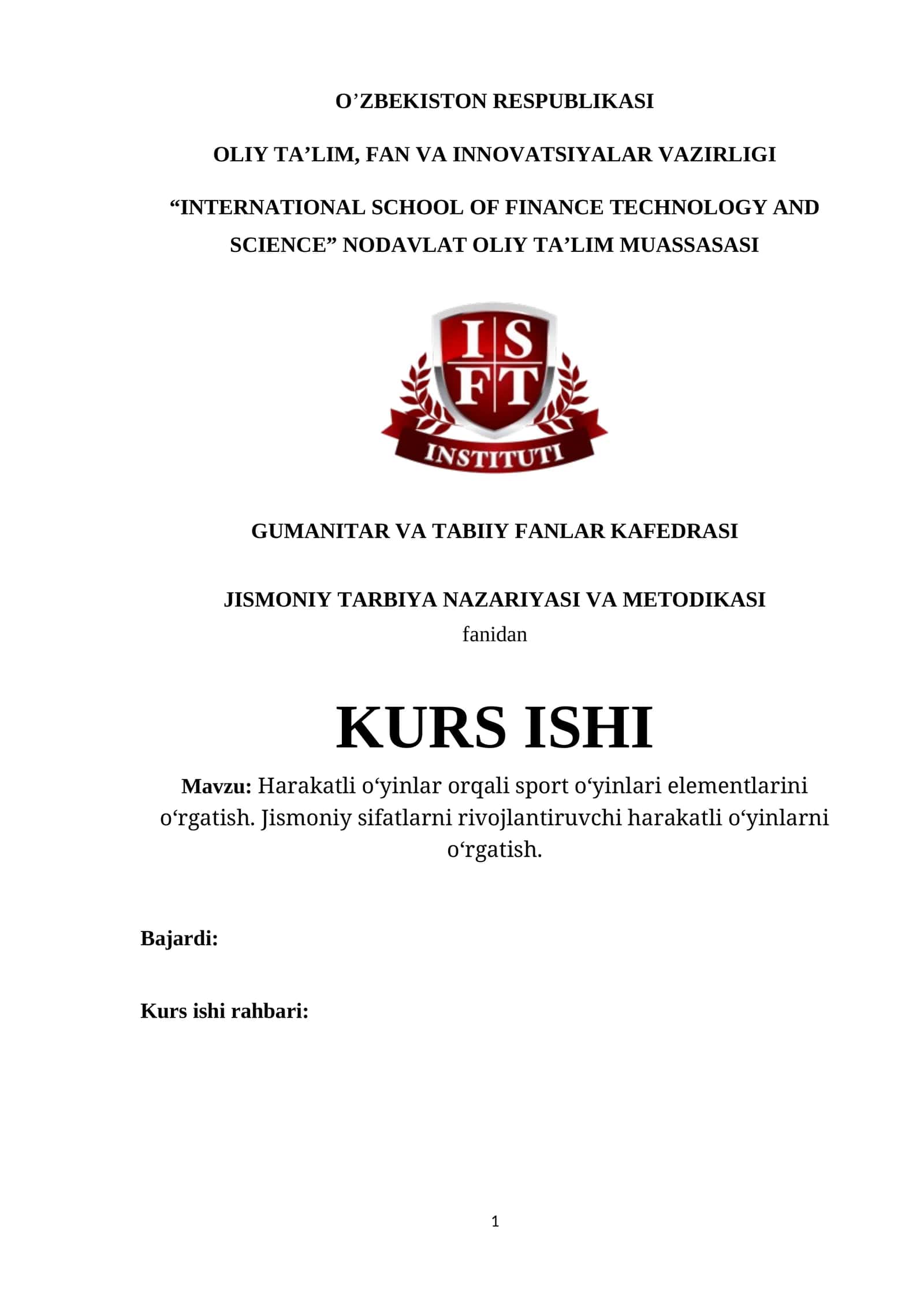 Harakatli o‘yinlar orqali sport o‘yinlari elementlarini o‘rgatish. Jismoniy sifatlarni rivojlantiruvchi harakatli o‘yinlarni o‘rgatish.