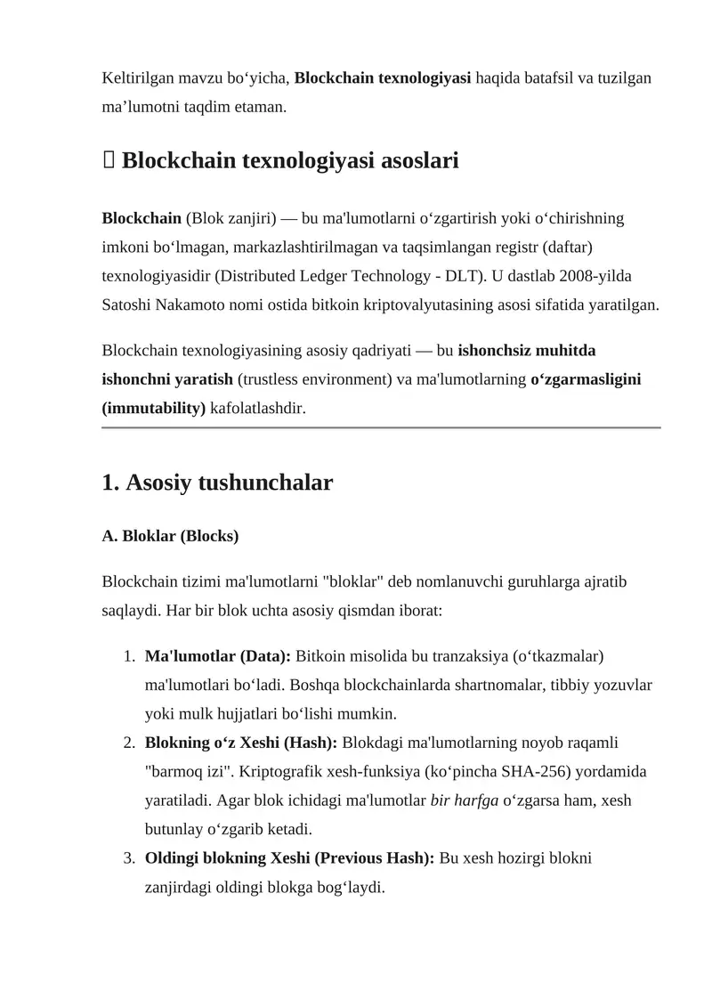 Blockchain texnologiyasi