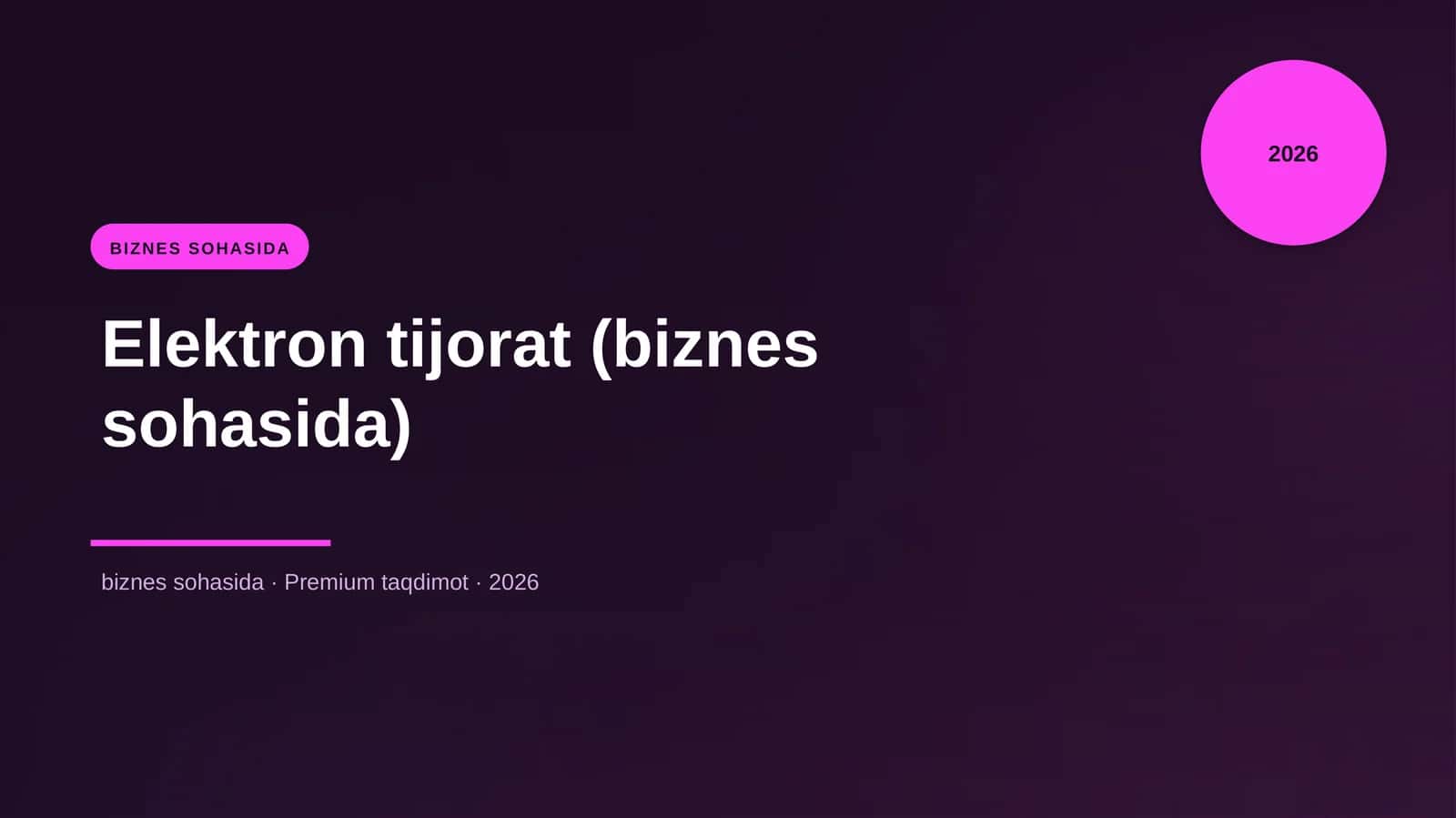 Elektron tijorat (biznes sohasida)