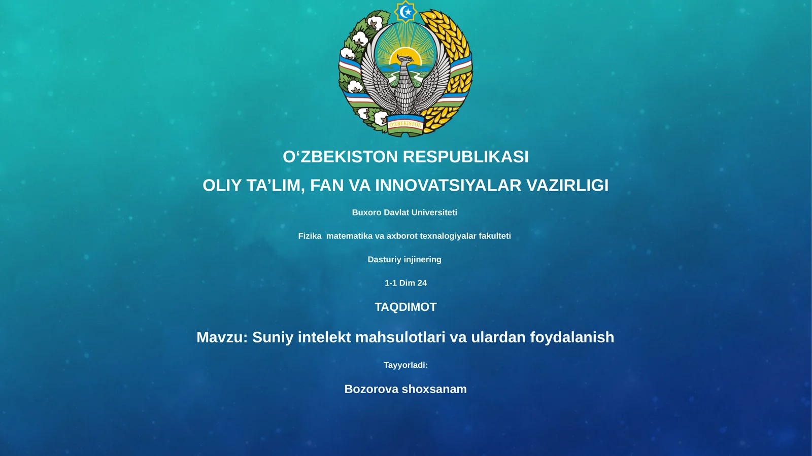 Suniy intelekt mahsulotlari va ulardan foydalanish