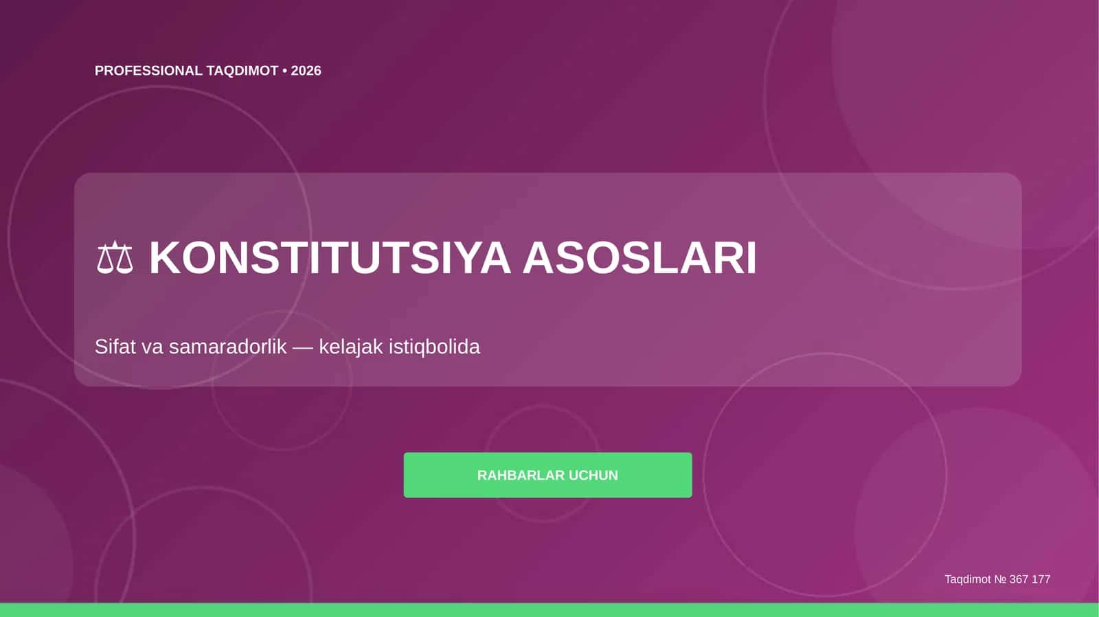 KONSTITUTSIYA ASOSLARI: SIFAT VA SAMARADORLIK