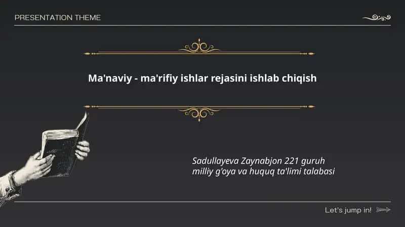 Ma'naviy - ma'rifiy ishlar rejasini ishlab chiqish